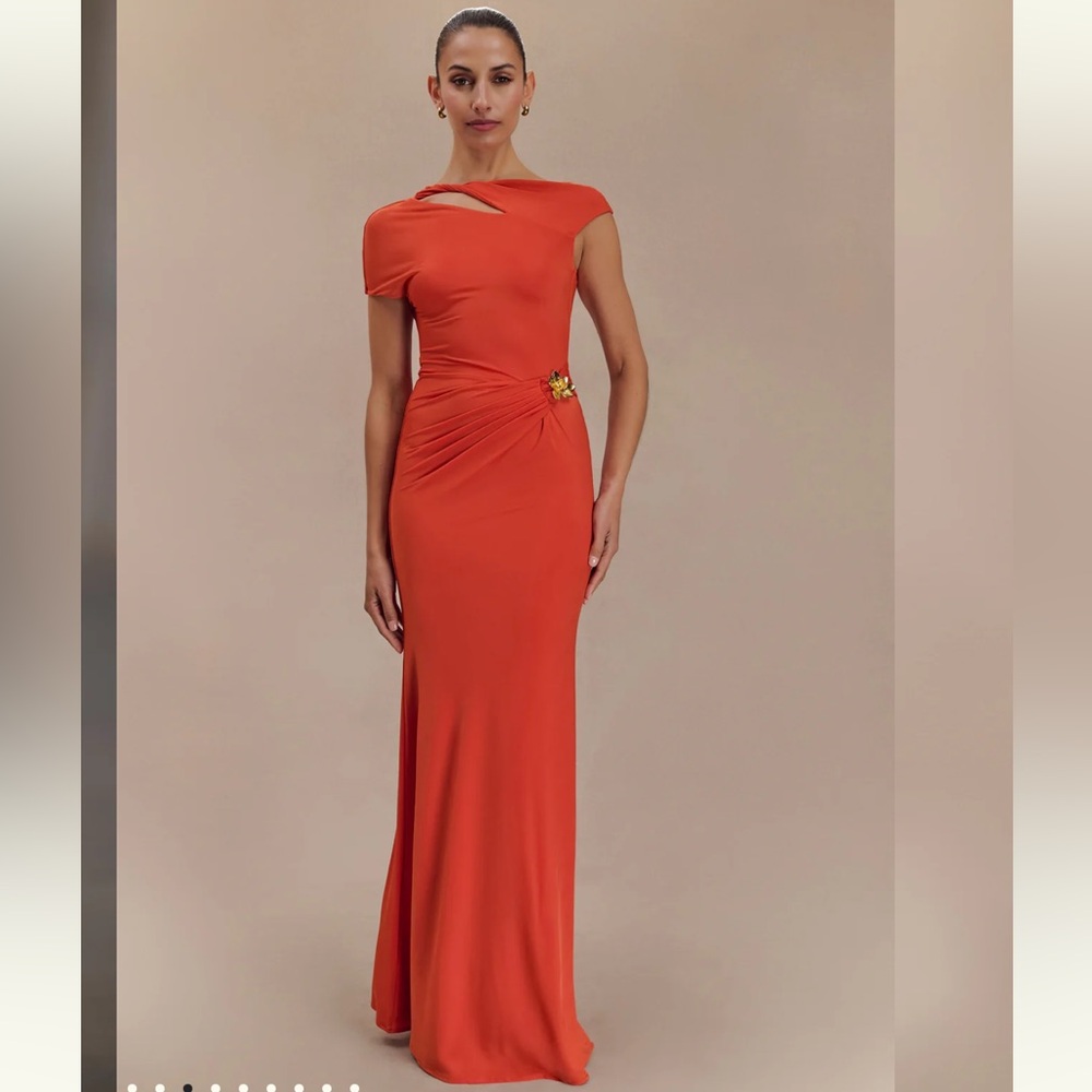 Meshki Kaida Slinky Maxi Dress with Hardware - Burnt Orange